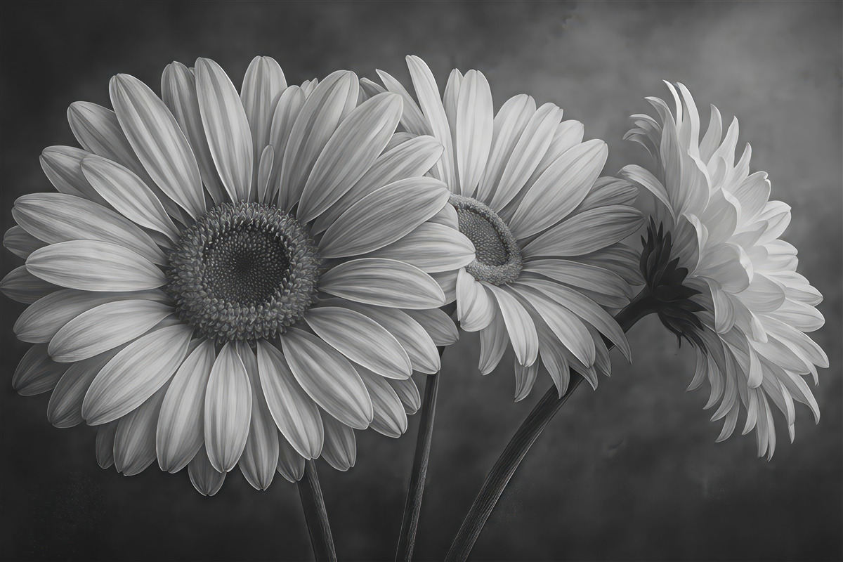 Fototapeta Trzy kwiatki stokrotki.