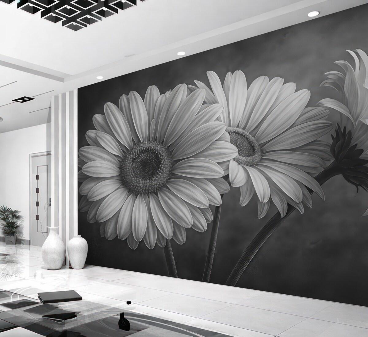 Fototapeta Trzy kwiatki stokrotki.