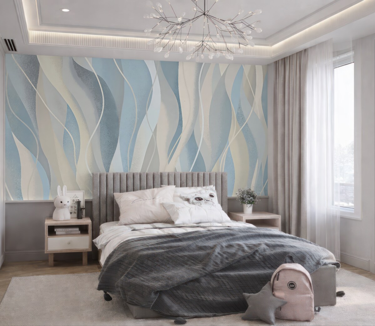 Fototapeta Wsp współczesna abstrakcyjna tapeta w stylu ekologicznym w zimnych i ciepłych odcieniach.