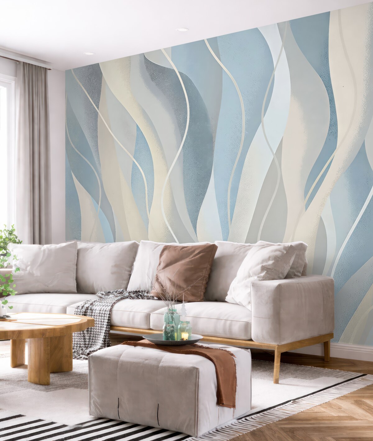 Fototapeta Wsp współczesna abstrakcyjna tapeta w stylu ekologicznym w zimnych i ciepłych odcieniach.