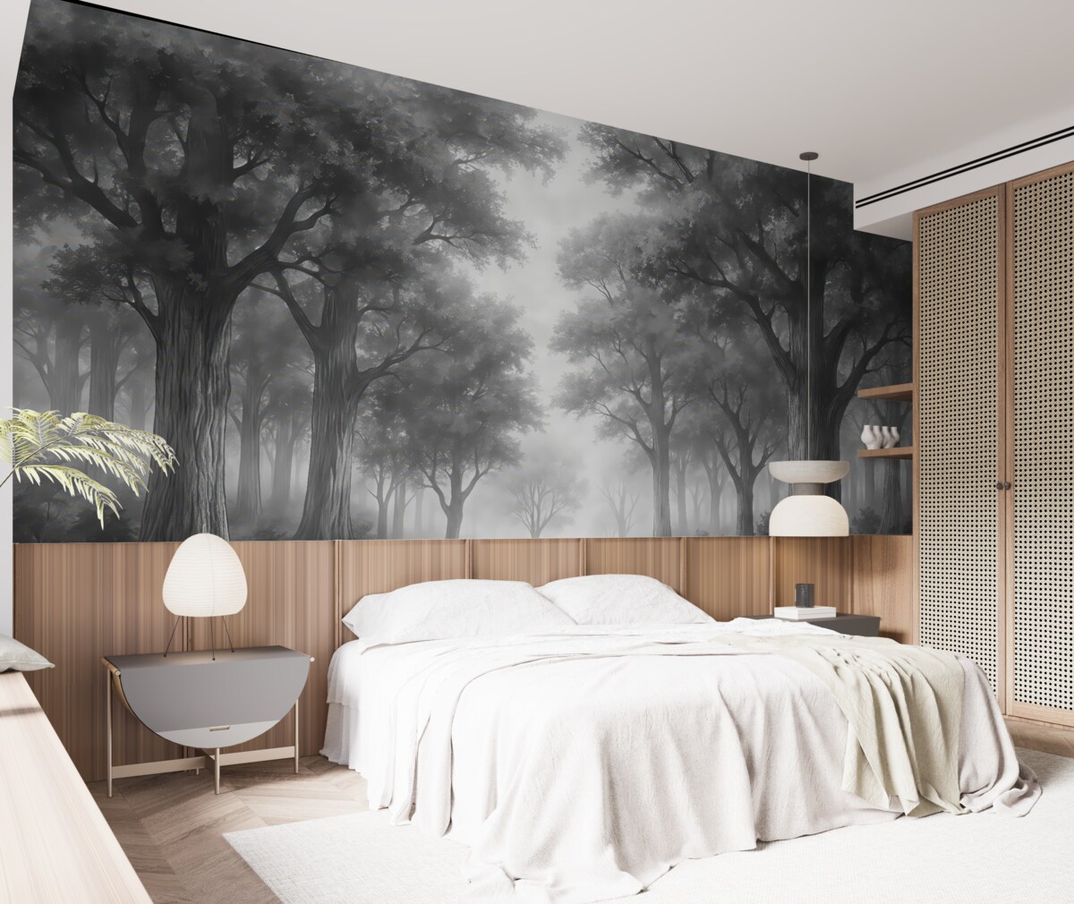 Fototapeta Malowany las w odcieniach szarości.