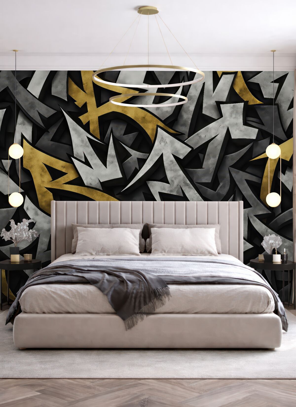 Fototapeta Graffiti duże litery w odcieniu żółtym.