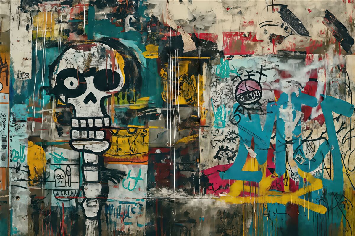 Fototapeta Kolorowe murale w stylu Basquiata.