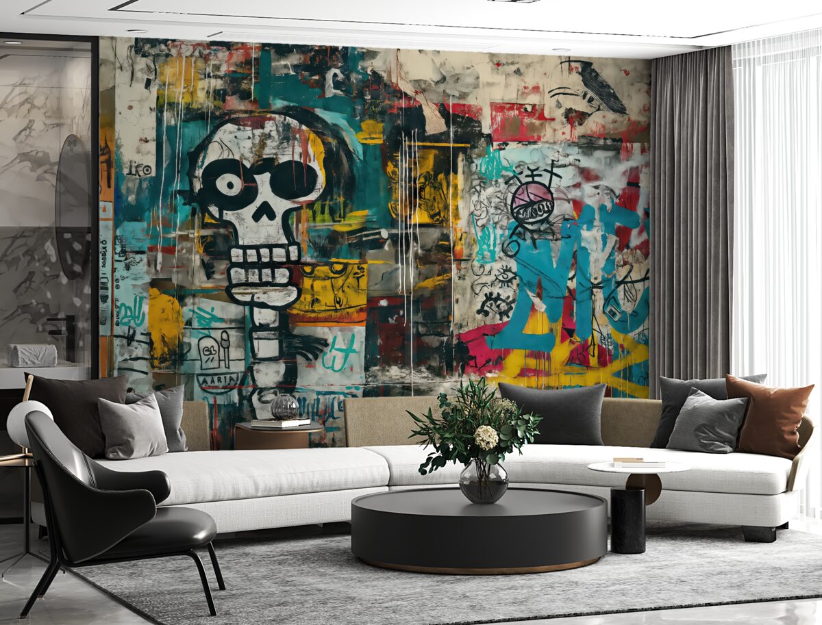 Fototapeta Kolorowe murale w stylu Basquiata.