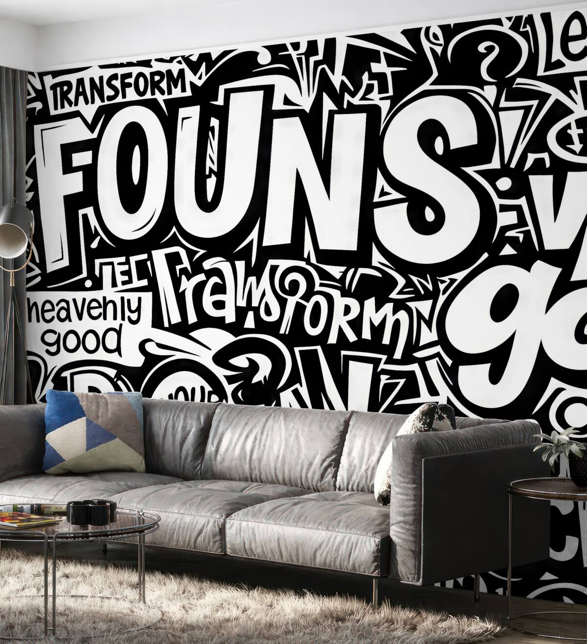 Fototapeta Graffiti w odcieniach czerni i bieli.