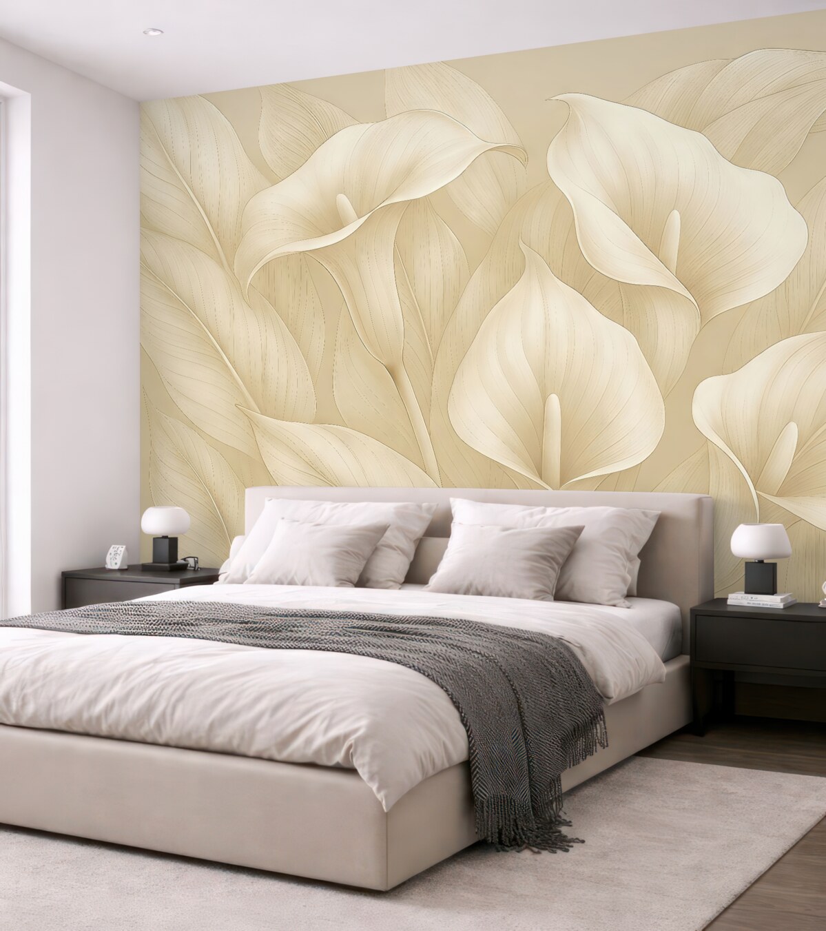 Fototapeta Nieuchwytne kwiaty w jasnobeżowym odcieniu.