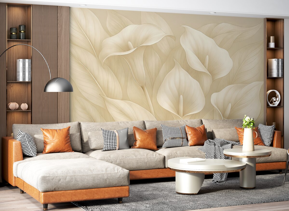 Fototapeta Nieuchwytne kwiaty w jasnobeżowym odcieniu.