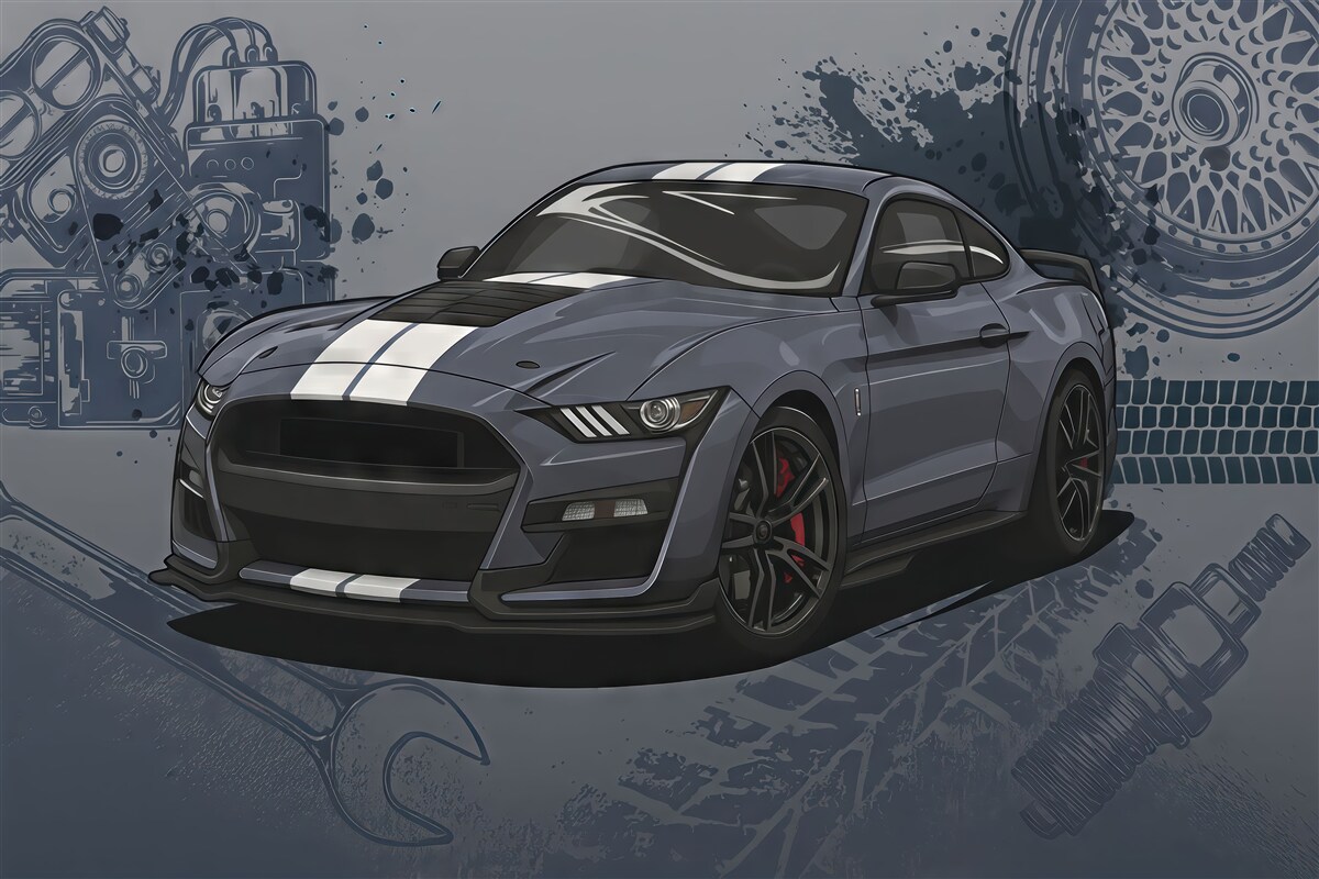 Fototapeta Tapeta dla młodzieży z autem i graficznym hasłem w odcieniu niebieskim.