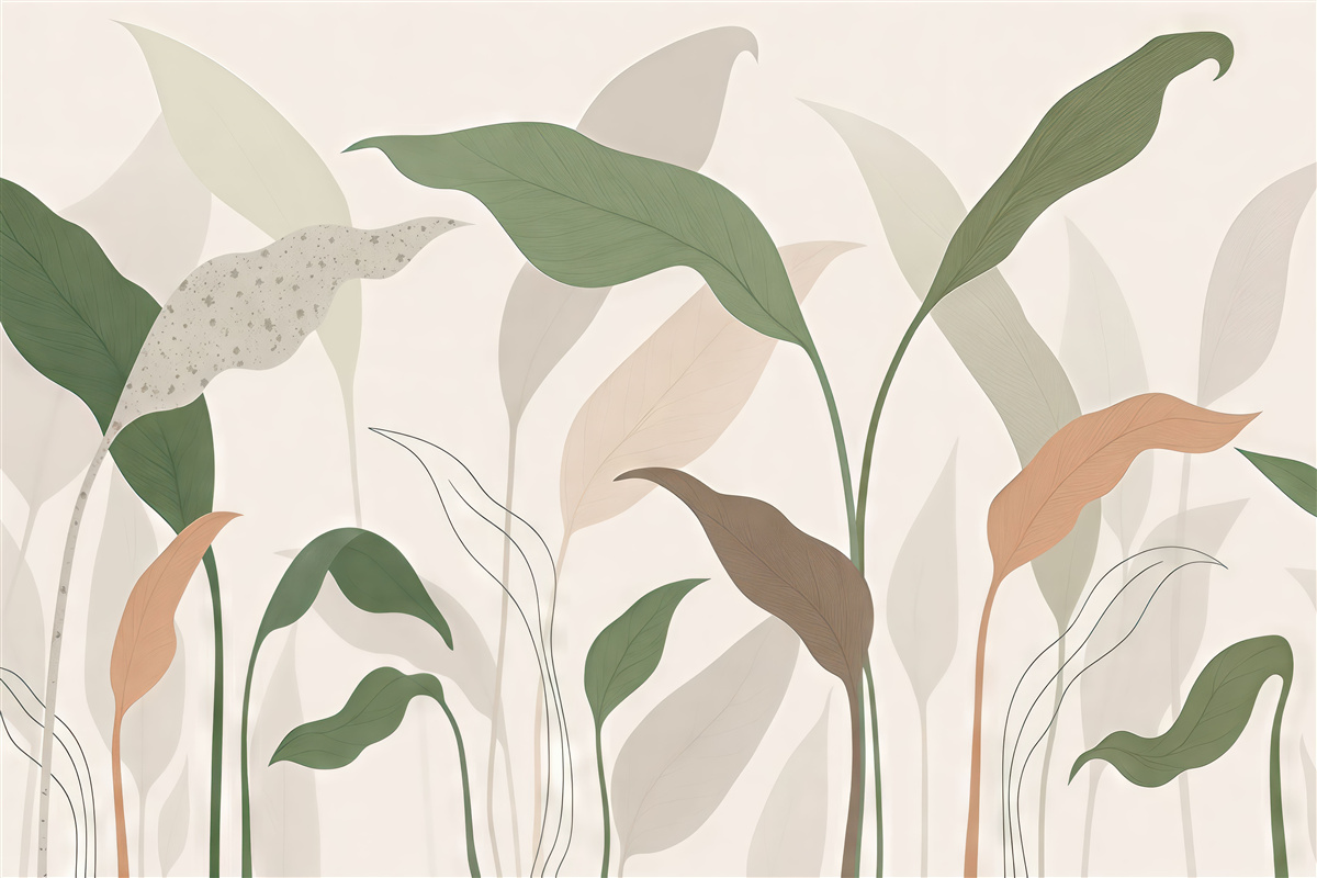 Fototapeta Tropikalne liście i subtelne odcienie.