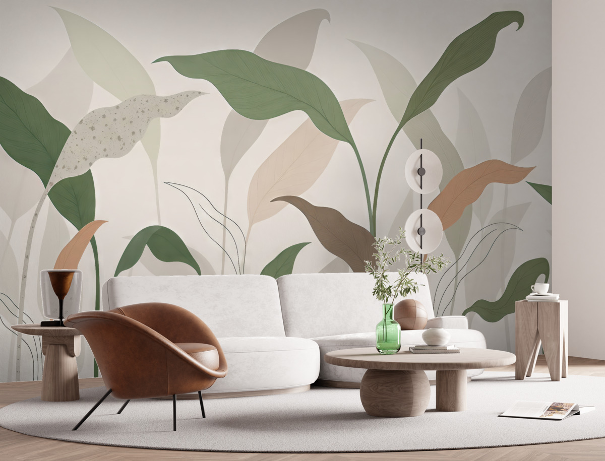 Fototapeta Tropikalne liście i subtelne odcienie.