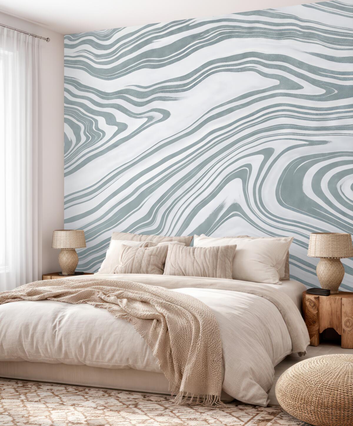 Fototapeta Wzór wirującego szarego marmuru z płynącymi, organicznymi liniami oraz krzywiznami tworzy współczesny, abstrakcyjny styl.