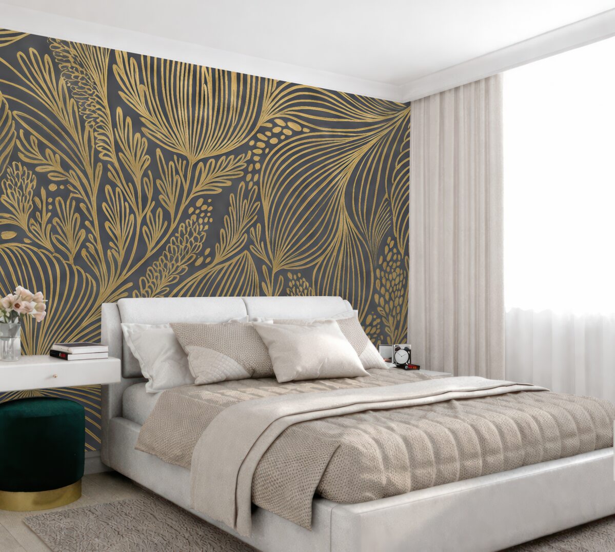 Fototapeta Abstrakcyjny, teksturowany, elegancki wzór z nachodzącymi na siebie organicznymi formami i liniami.