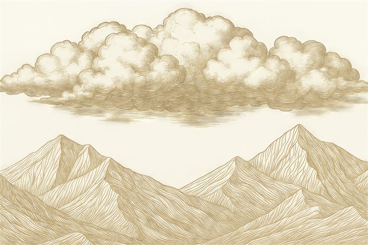 Fototapeta Linowe szczyty i piaskowe chmury