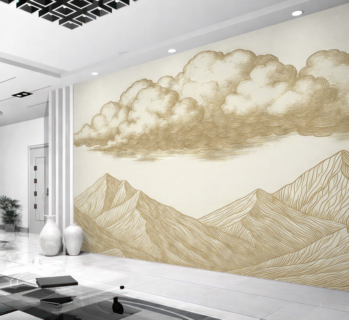 Fototapeta Linowe szczyty i piaskowe chmury