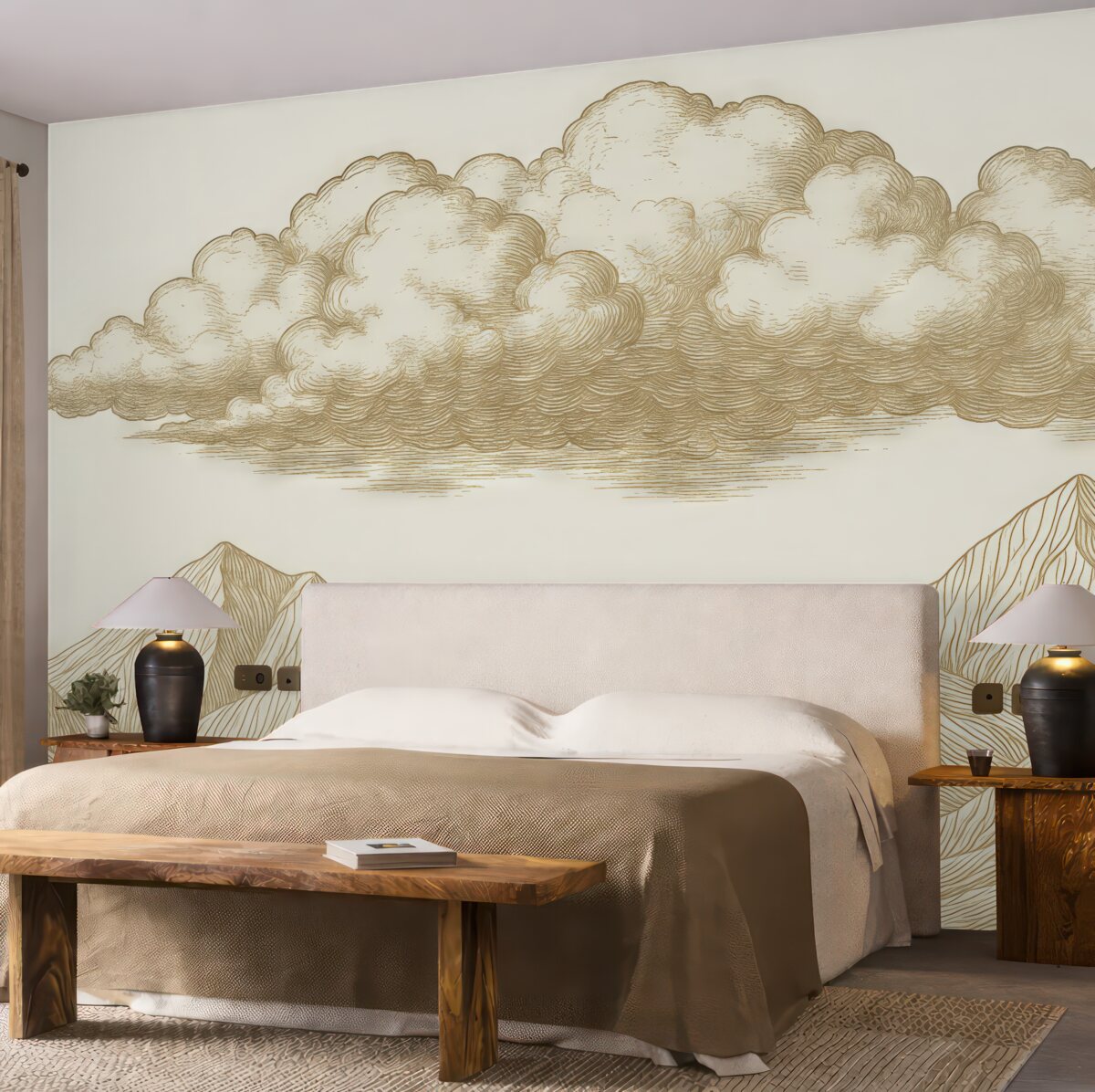 Fototapeta Linowe szczyty i piaskowe chmury