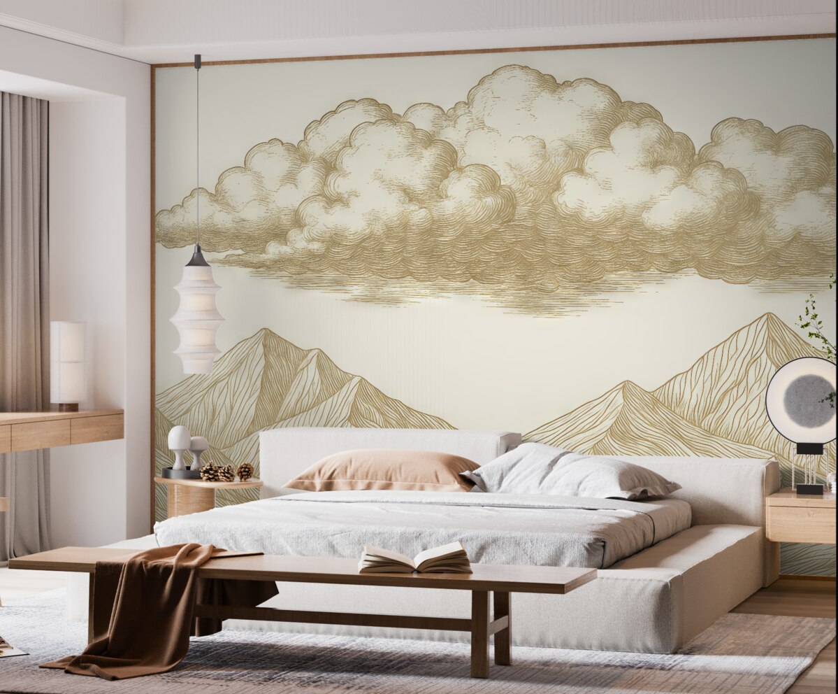 Fototapeta Linowe szczyty i piaskowe chmury