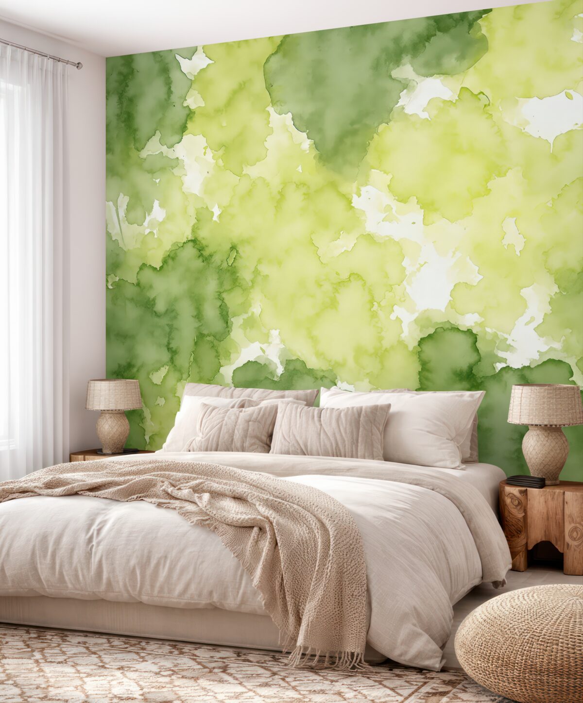 Fototapeta Abstrakcja wodna, szkic wzoru, naturalne odcienie zieleni.