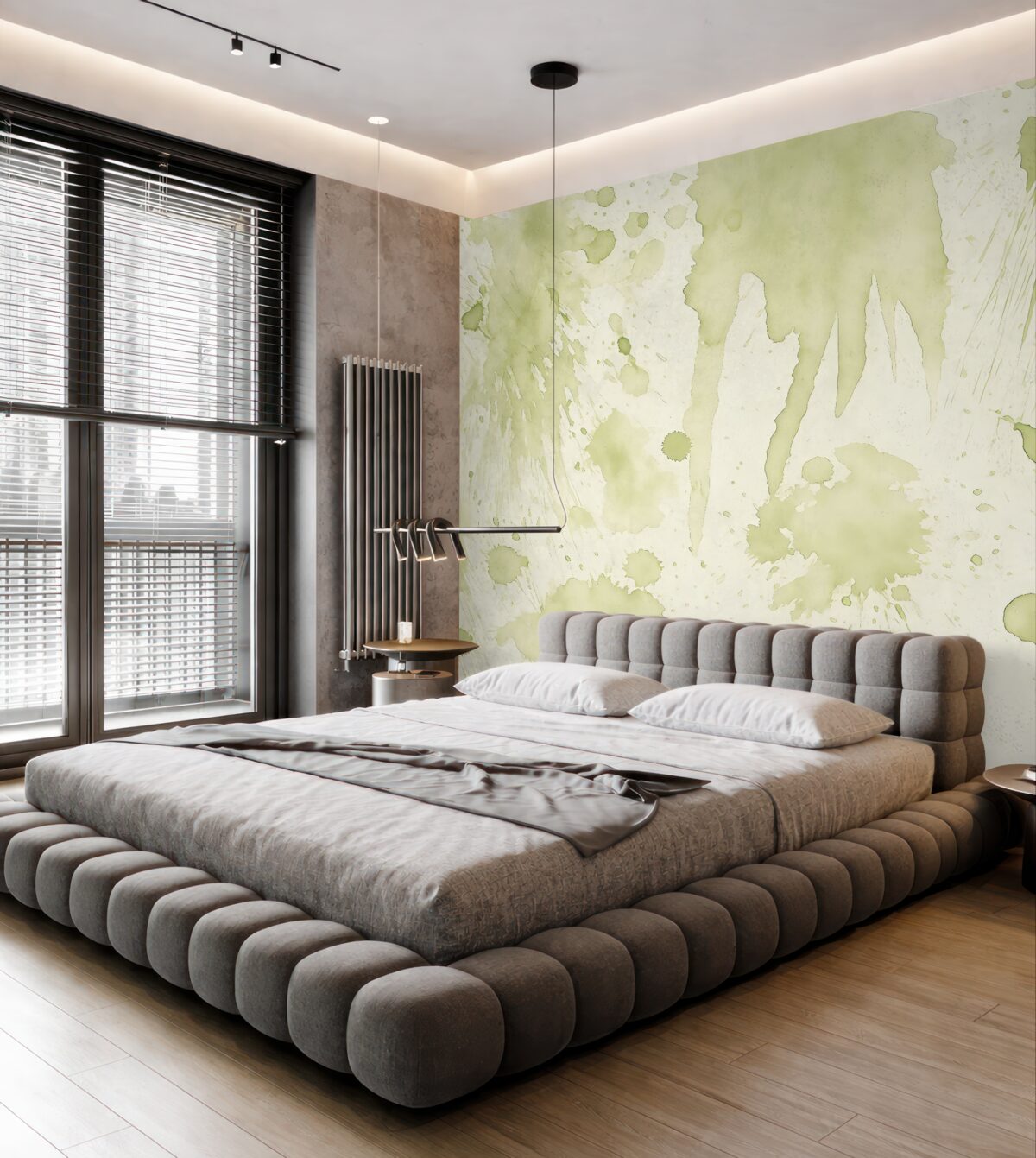 Fototapeta Plamy akwarelowe, abstrakcyjny rysunek farby, odcień zielony.