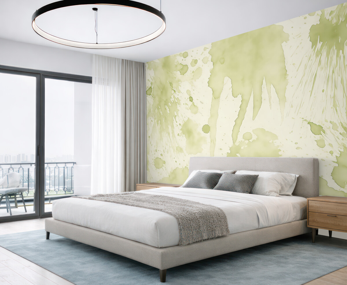 Fototapeta Plamy akwarelowe, abstrakcyjny rysunek farby, odcień zielony.