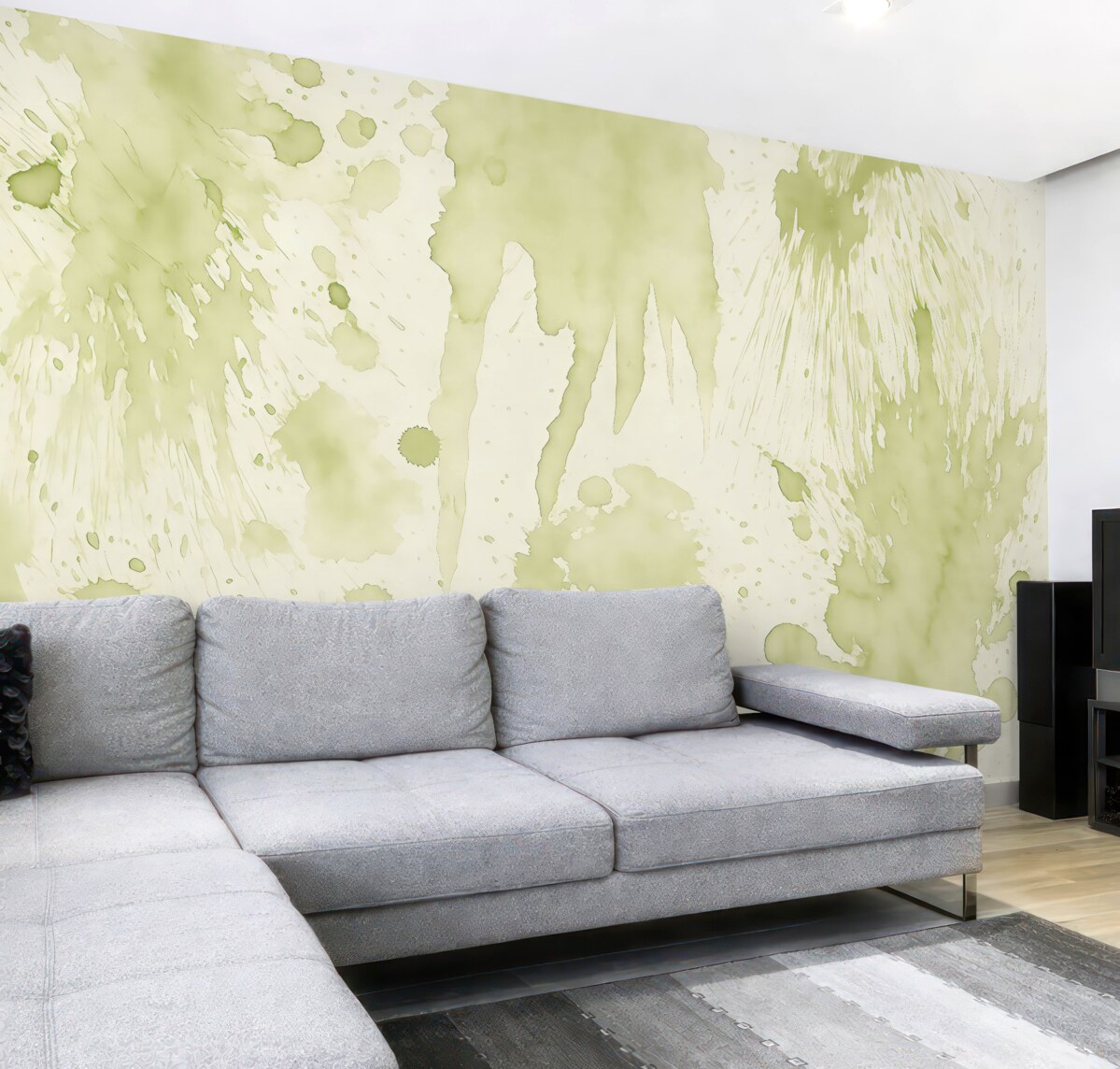 Fototapeta Plamy akwarelowe, abstrakcyjny rysunek farby, odcień zielony.