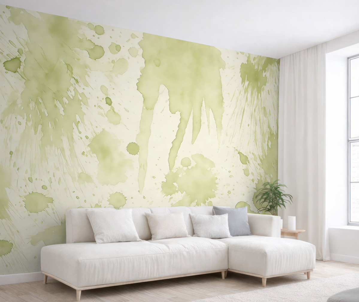 Fototapeta Plamy akwarelowe, abstrakcyjny rysunek farby, odcień zielony.