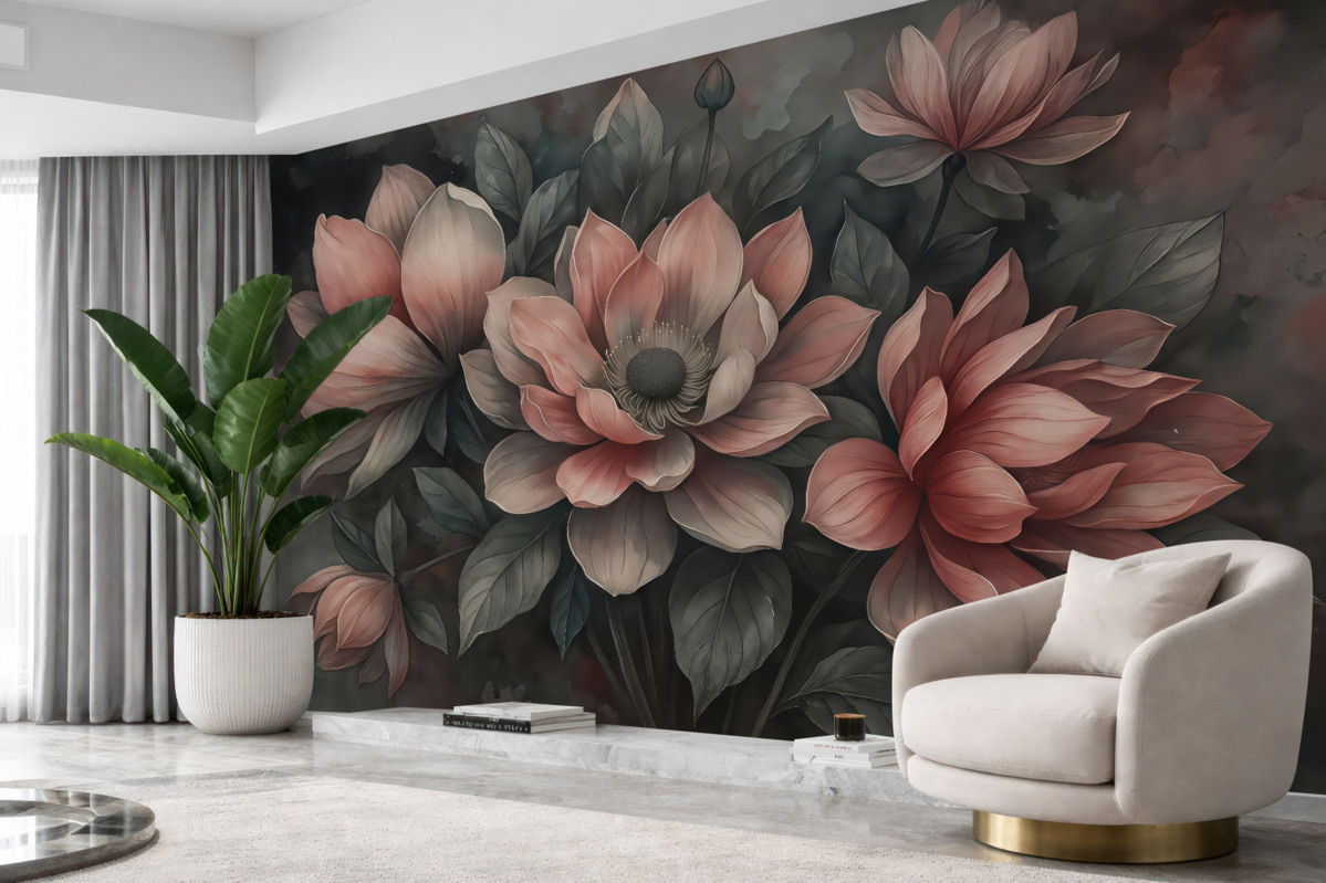 Fototapeta Kwiaty w szaro-skalnych tonacjach.