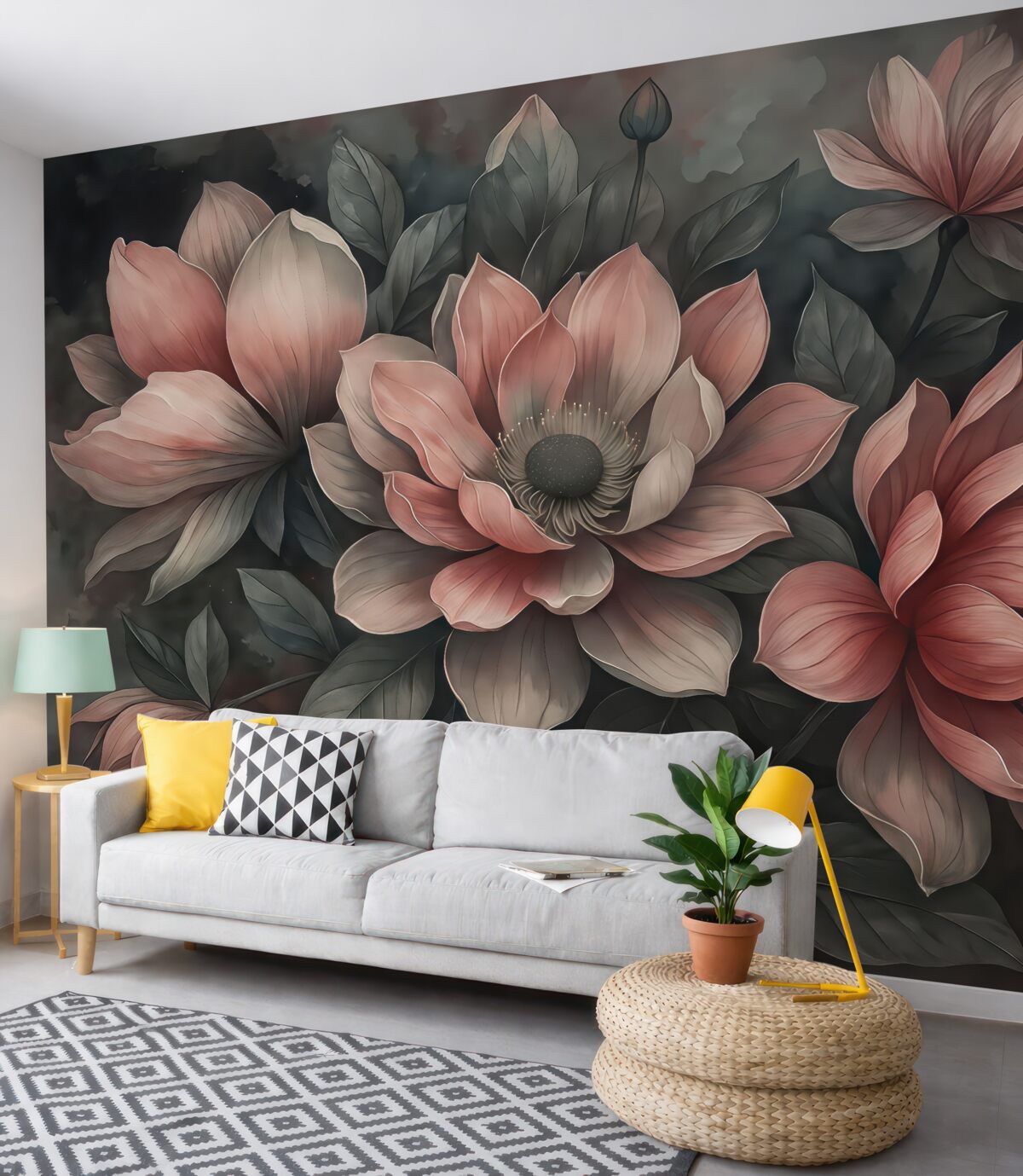 Fototapeta Kwiaty w szaro-skalnych tonacjach.