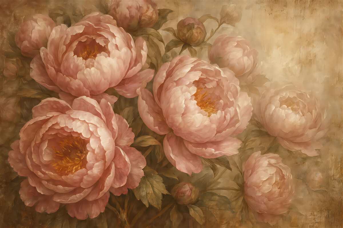 Fototapeta Retro piwonie.