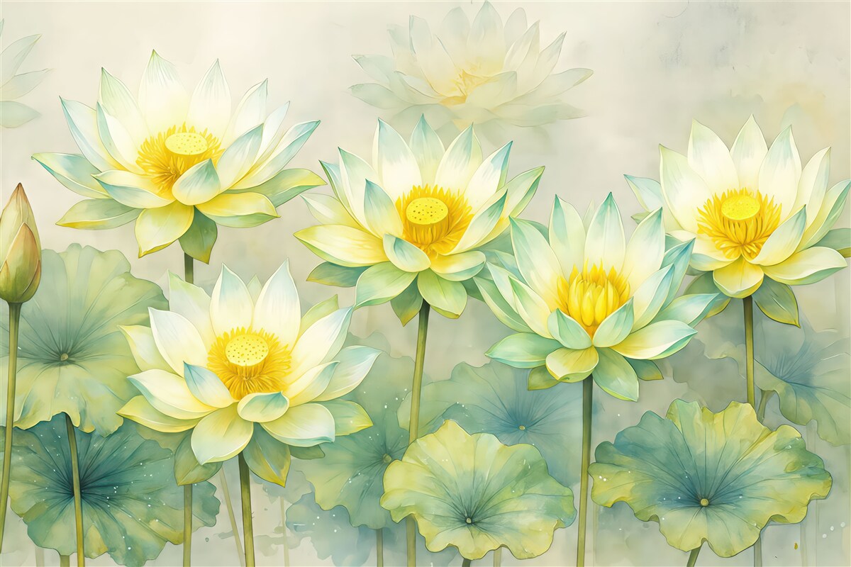 Fototapeta wielkie białe lilie na jasnym tle