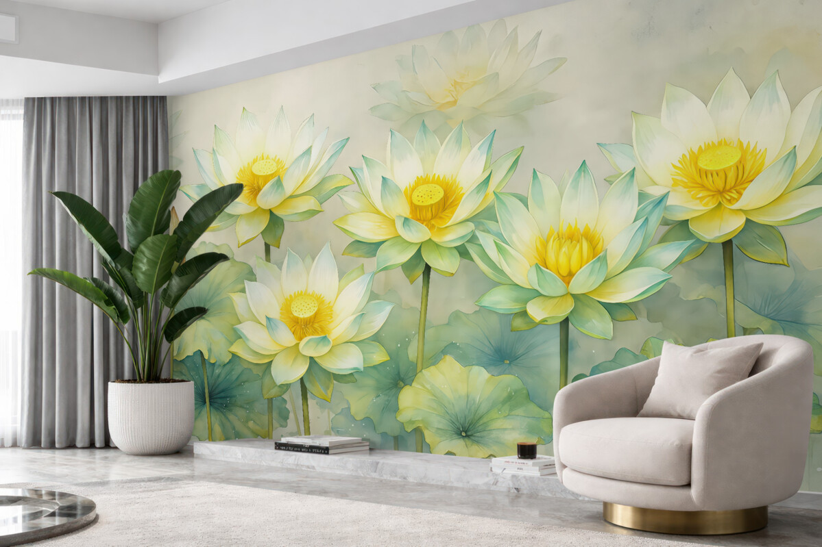 Fototapeta wielkie białe lilie na jasnym tle