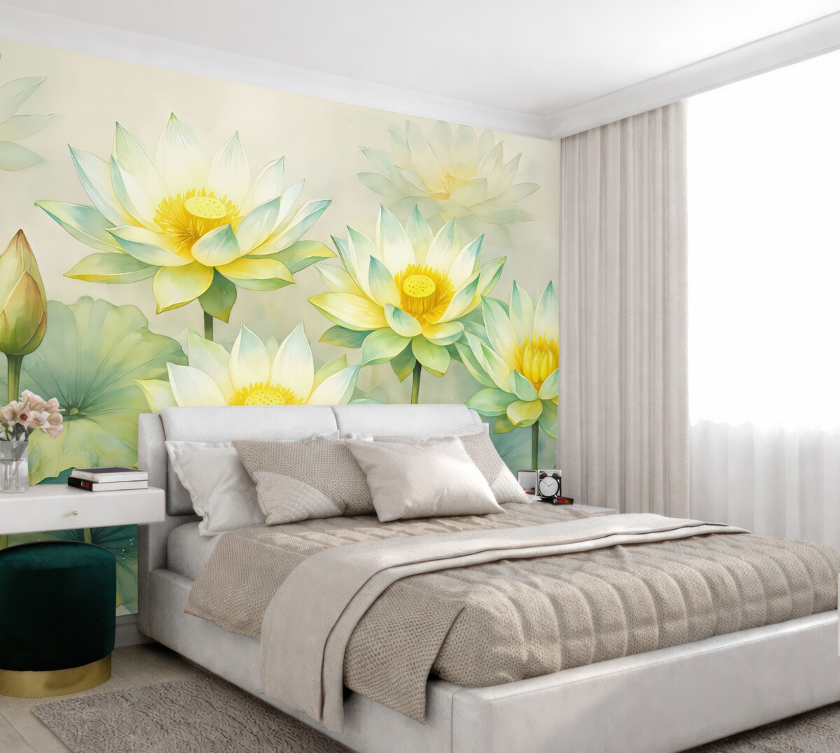 Fototapeta wielkie białe lilie na jasnym tle