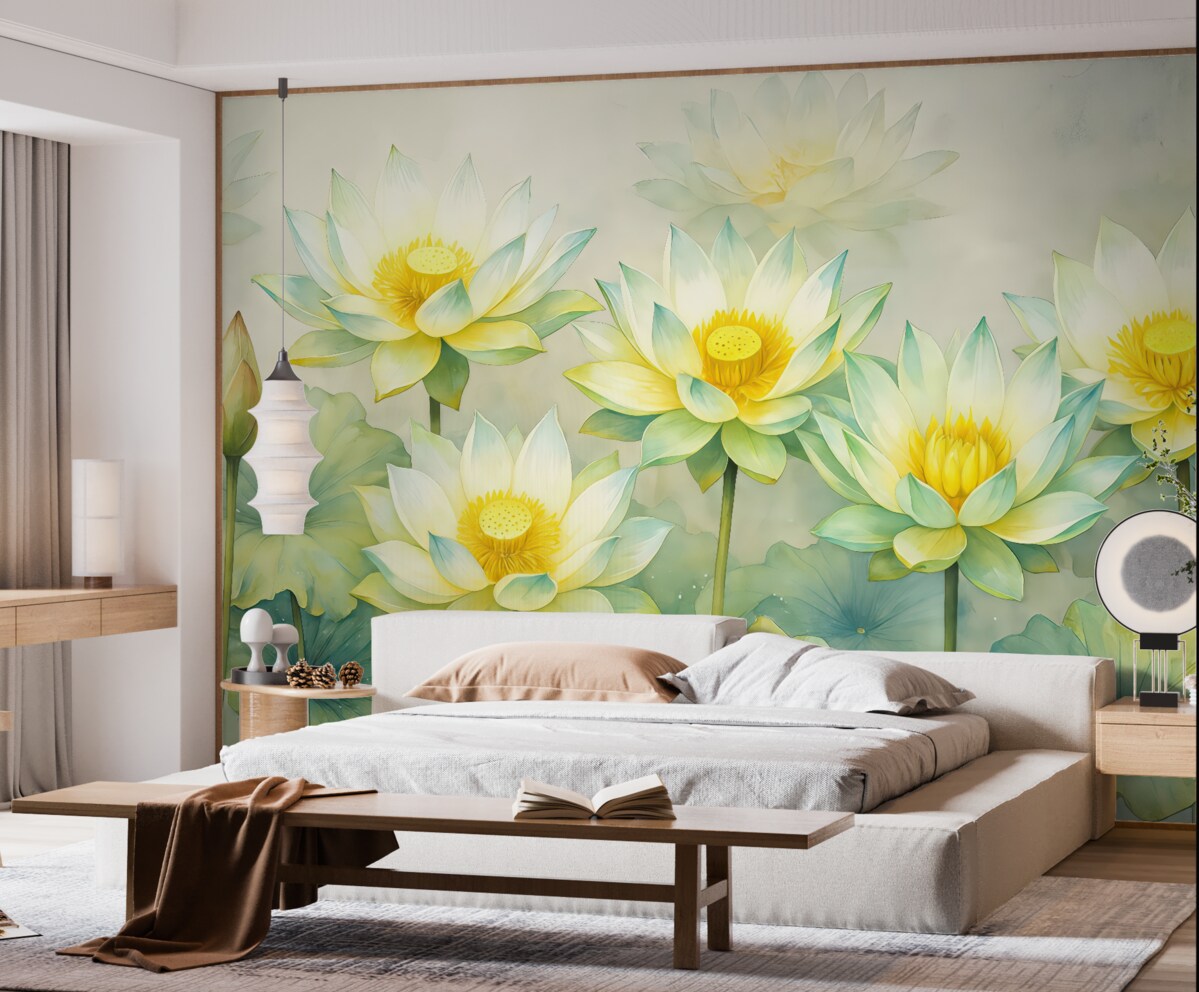 Fototapeta wielkie białe lilie na jasnym tle