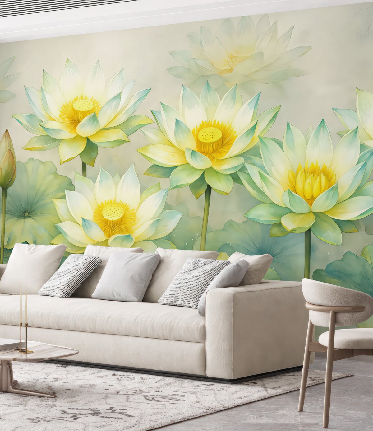 Fototapeta wielkie białe lilie na jasnym tle