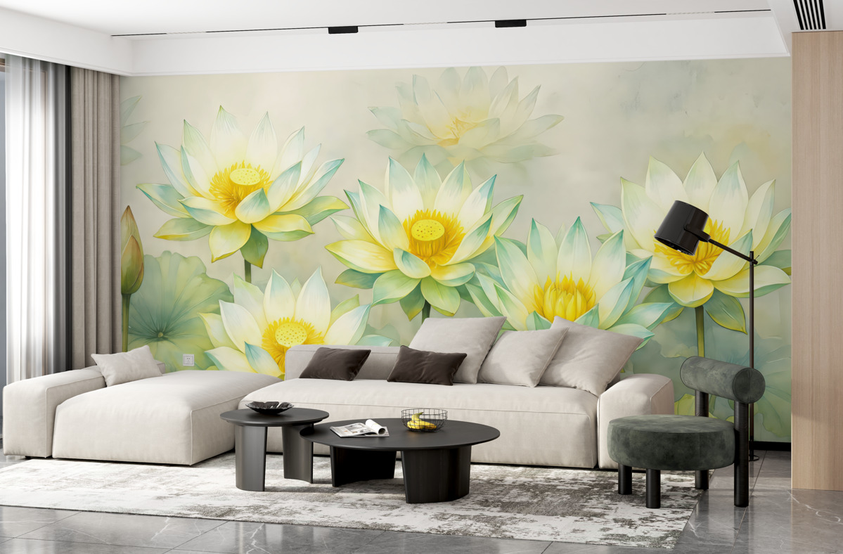 Fototapeta wielkie białe lilie na jasnym tle