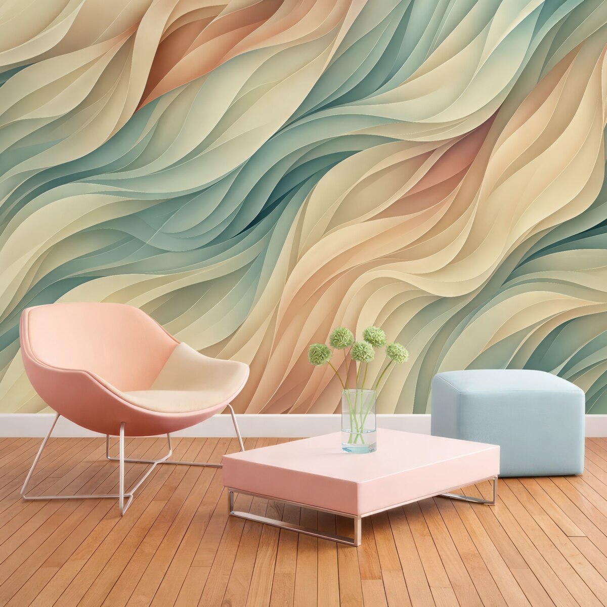 Fototapeta Fascynujący abstrakcyjny motyw z subtelnymi pastelowymi falami.