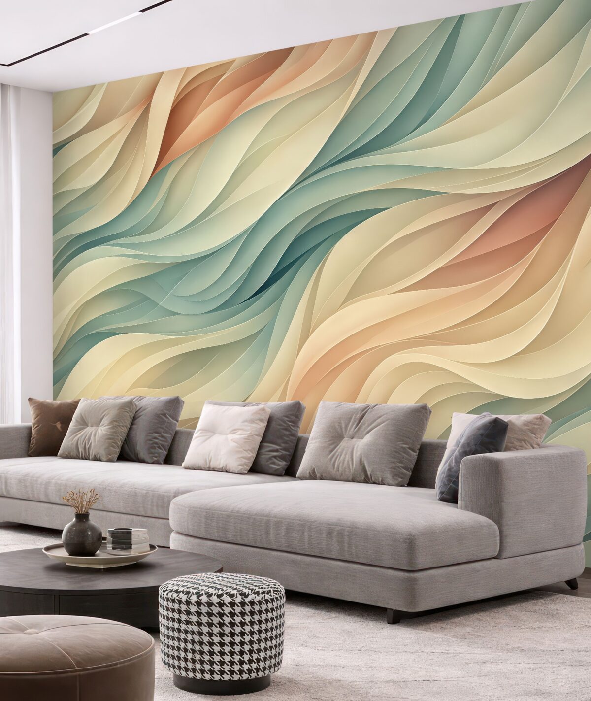Fototapeta Fascynujący abstrakcyjny motyw z subtelnymi pastelowymi falami.