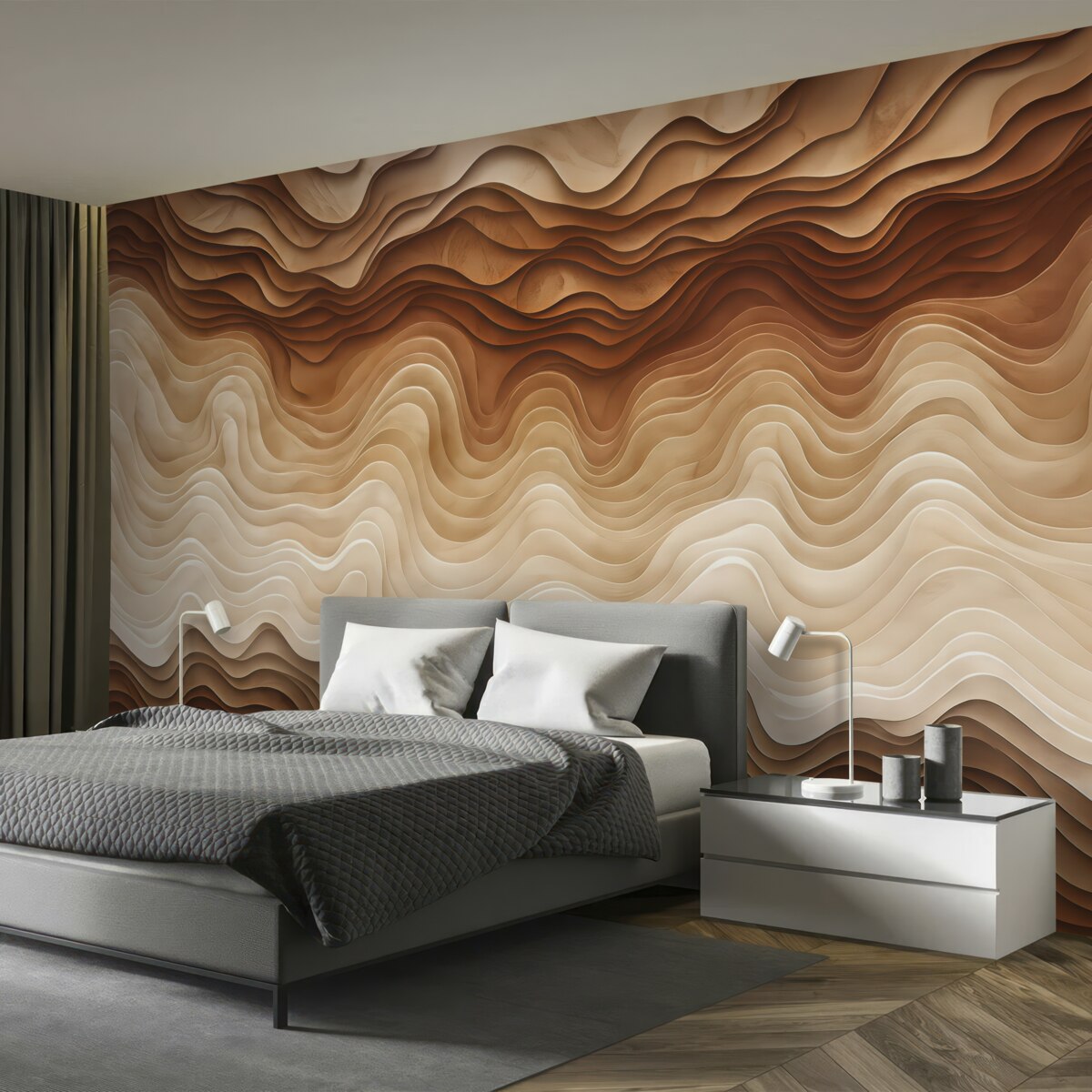 Fototapeta Trójwymiarowa mapa terenu z konturami ukształtowania w odcieniach jasnego różu.