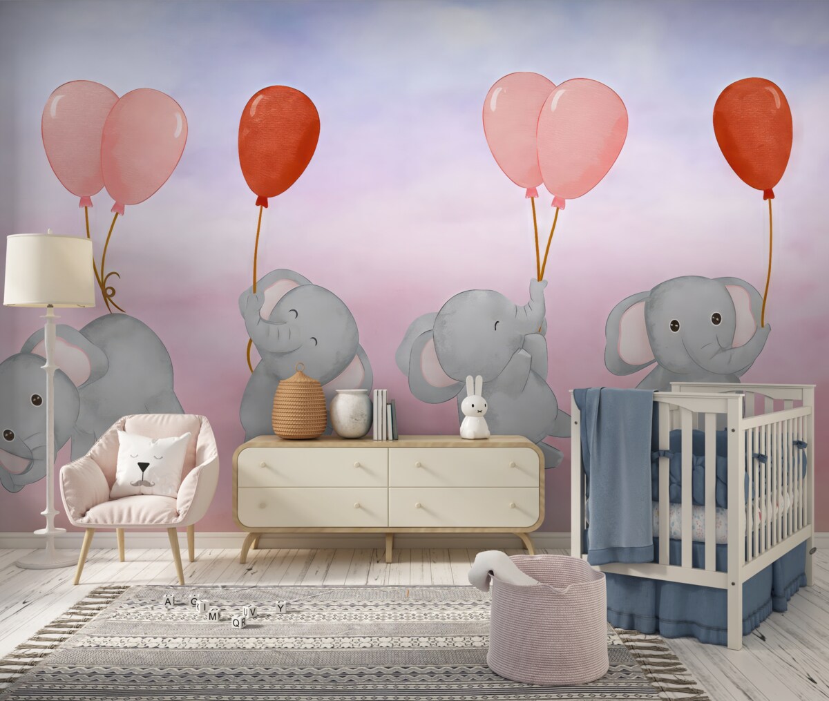 Fototapeta Słonie z balonami.