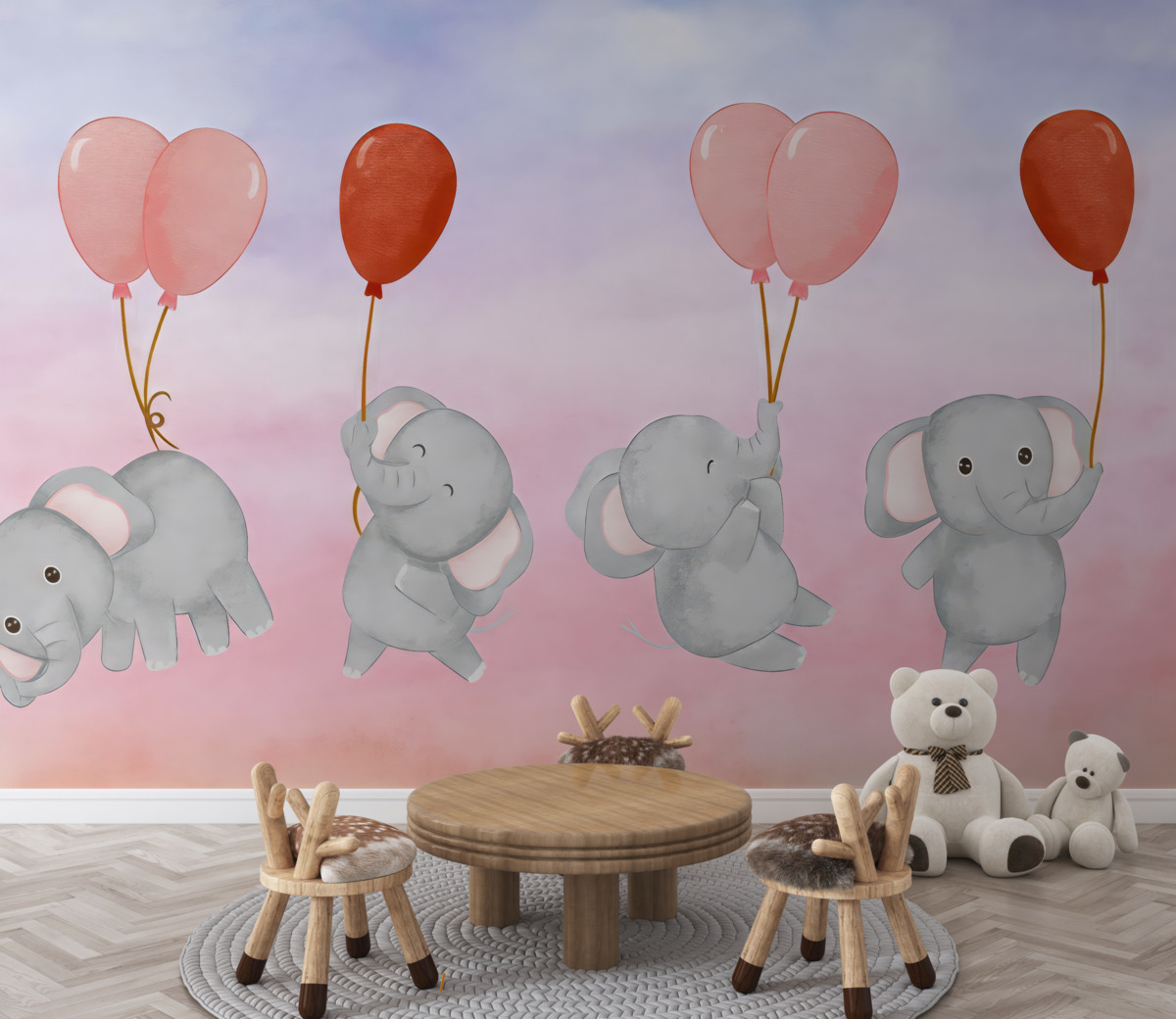 Fototapeta Słonie z balonami.