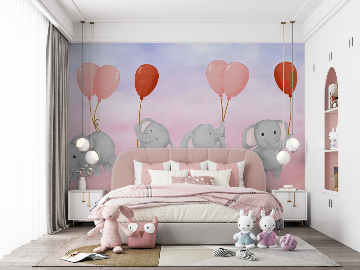 Fototapeta Słonie z balonami.