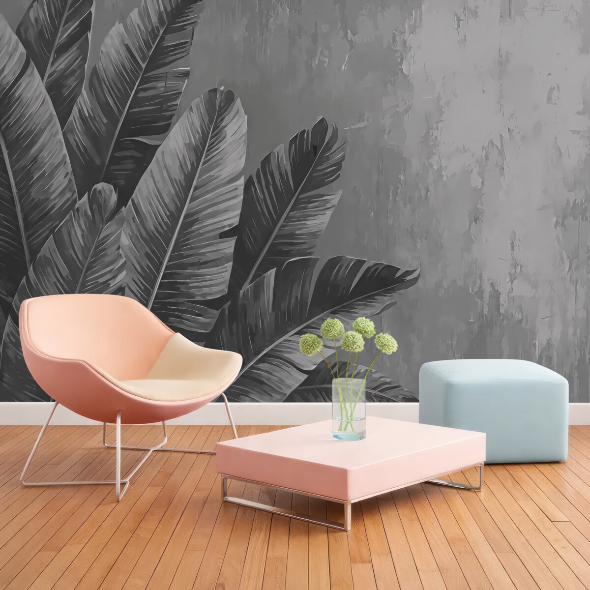 Fototapeta Liście w odcieniach szarości.