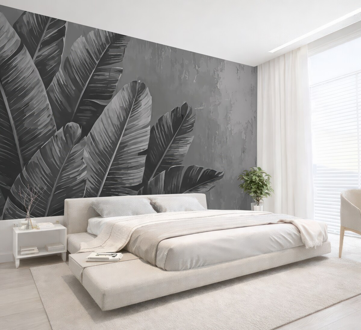 Fototapeta Liście w odcieniach szarości.