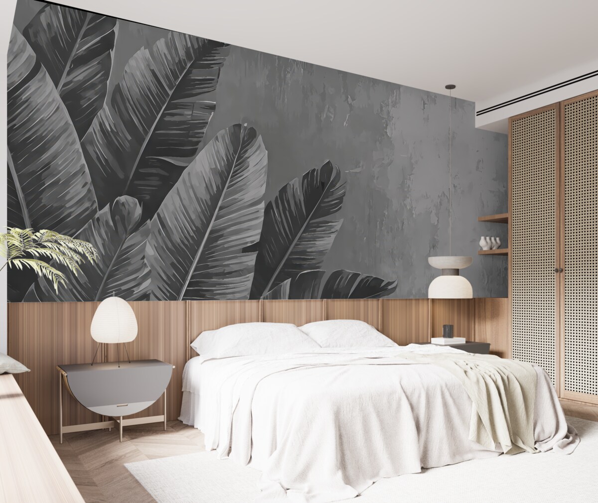 Fototapeta Liście w odcieniach szarości.