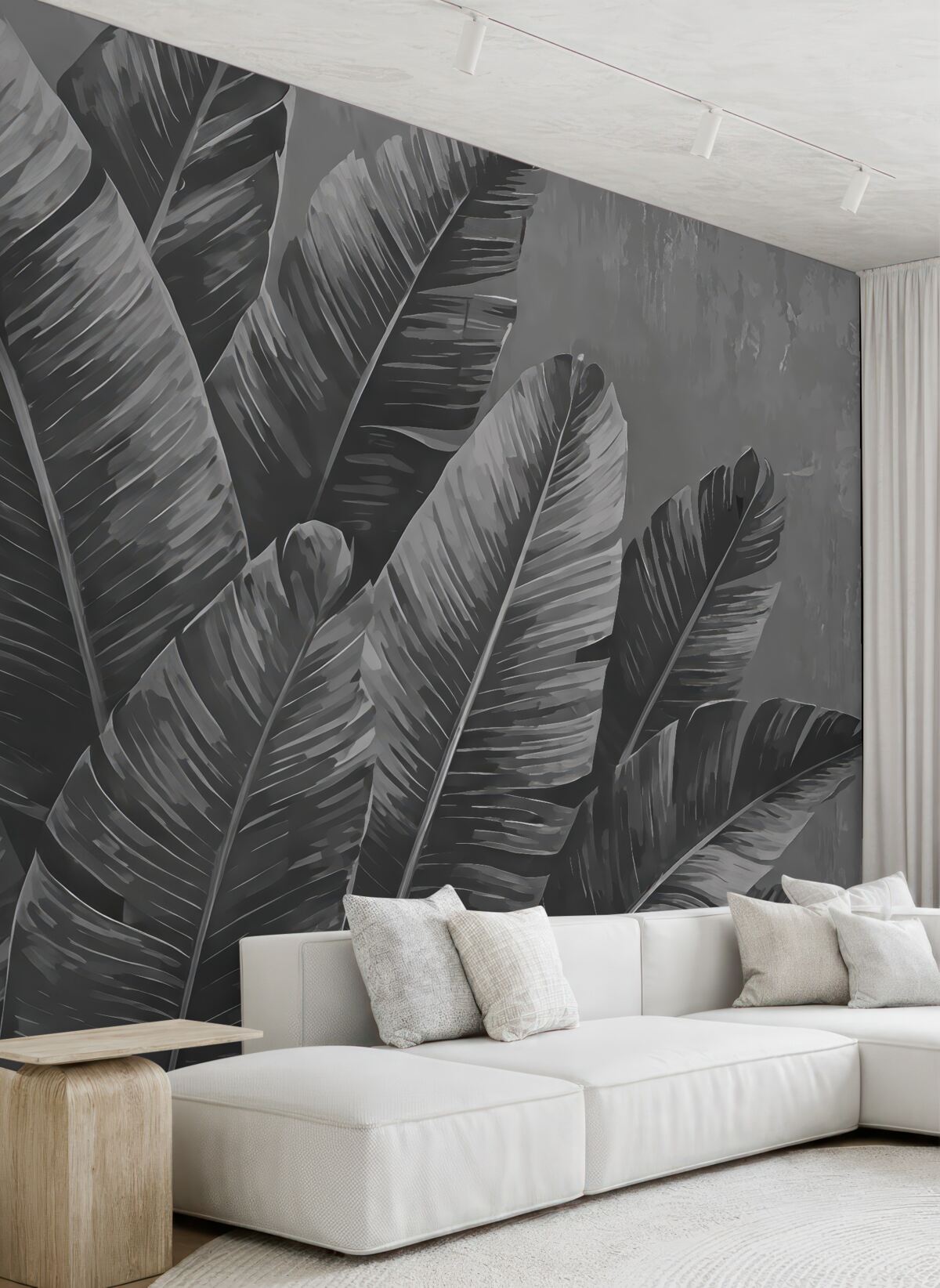 Fototapeta Liście w odcieniach szarości.