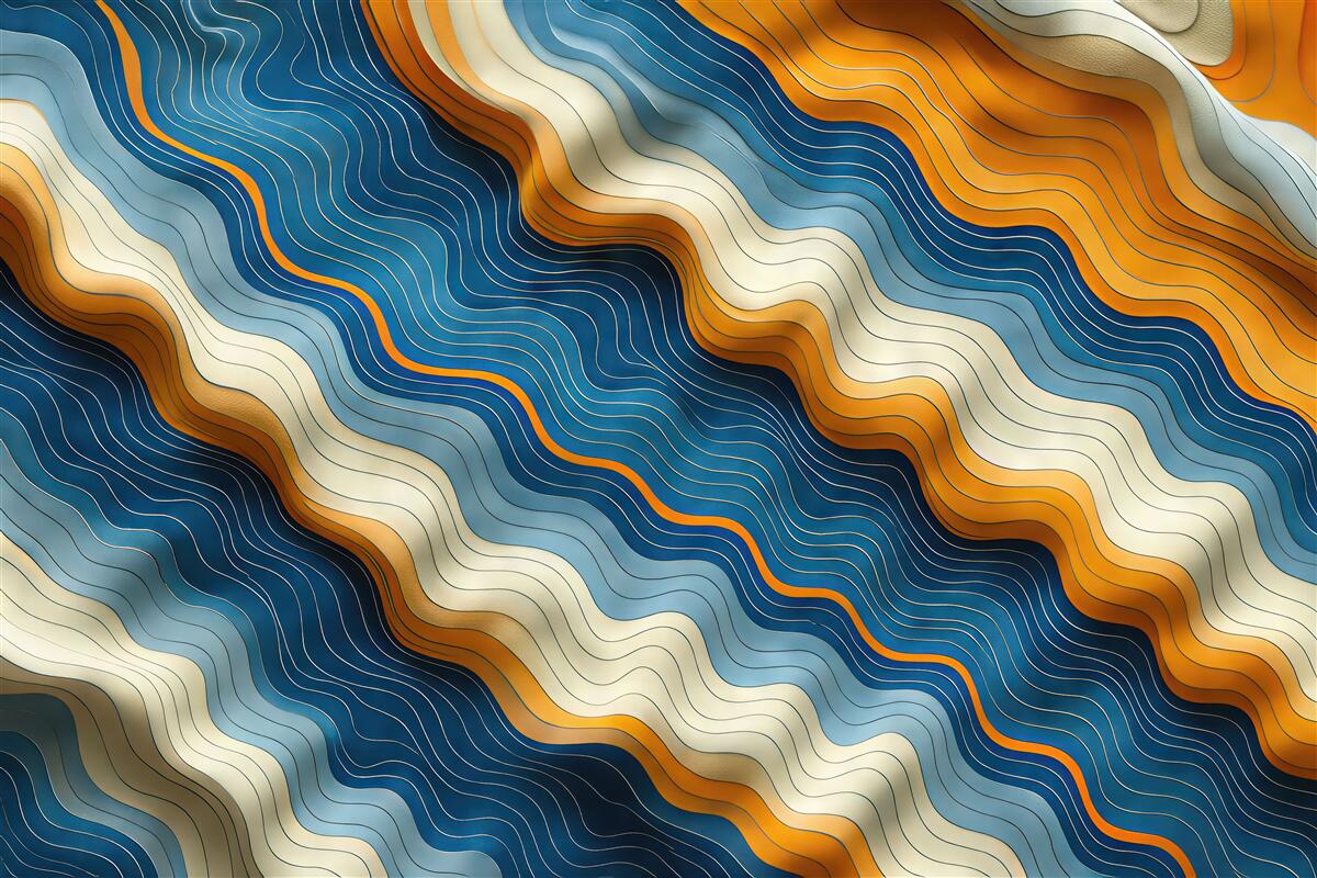 Fototapeta Niebiesko-pomarańczowe harmoniczne fale.