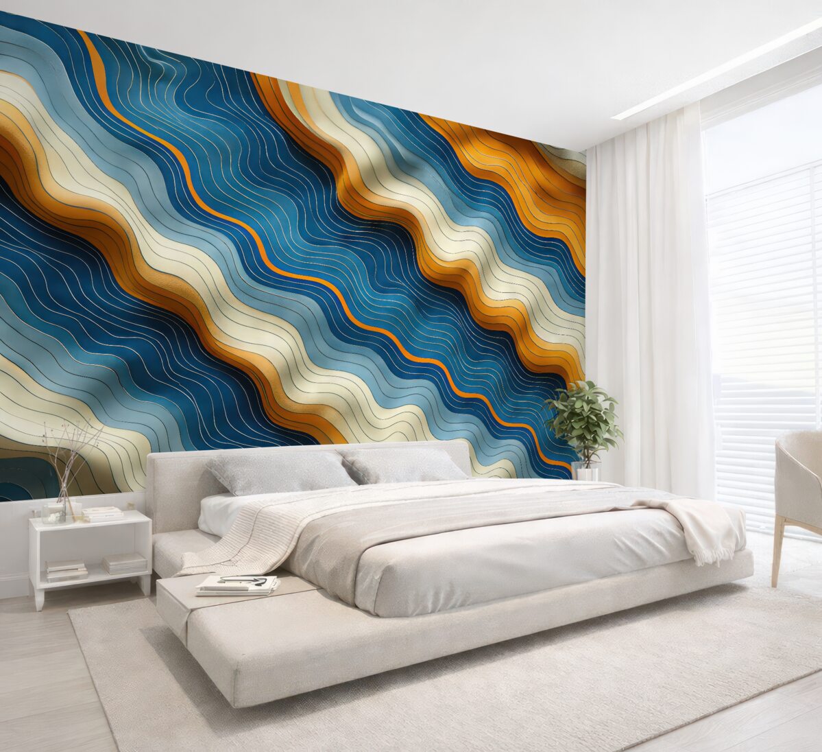 Fototapeta Niebiesko-pomarańczowe harmoniczne fale.