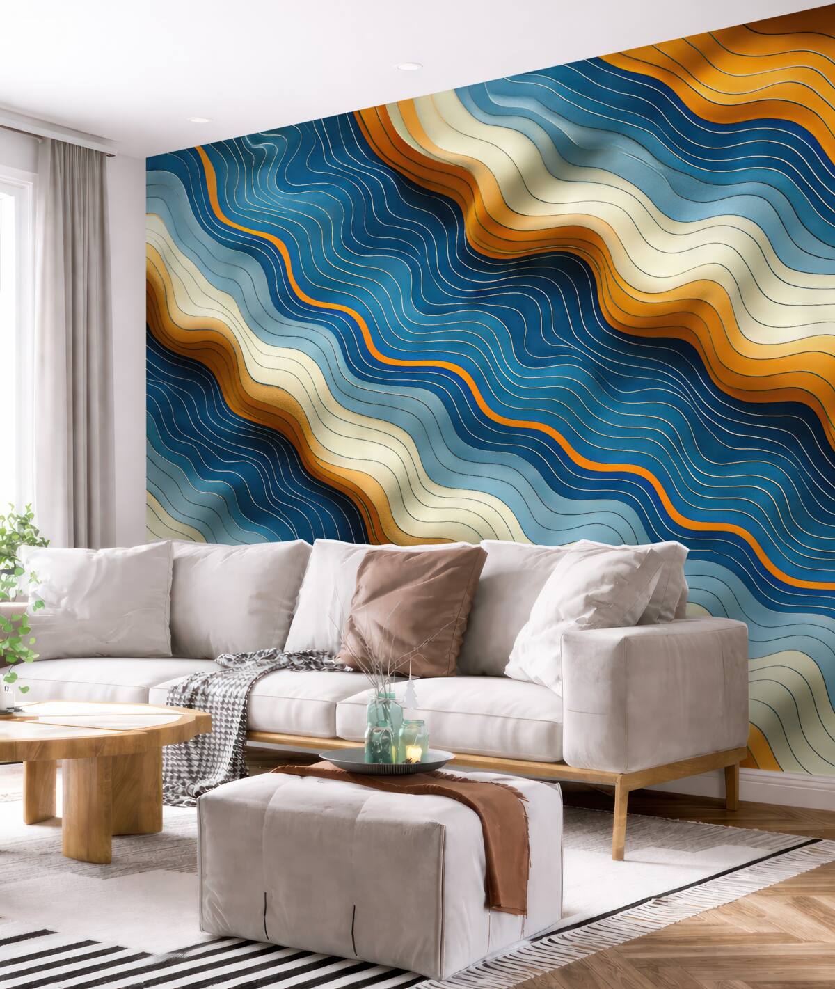 Fototapeta Niebiesko-pomarańczowe harmoniczne fale.