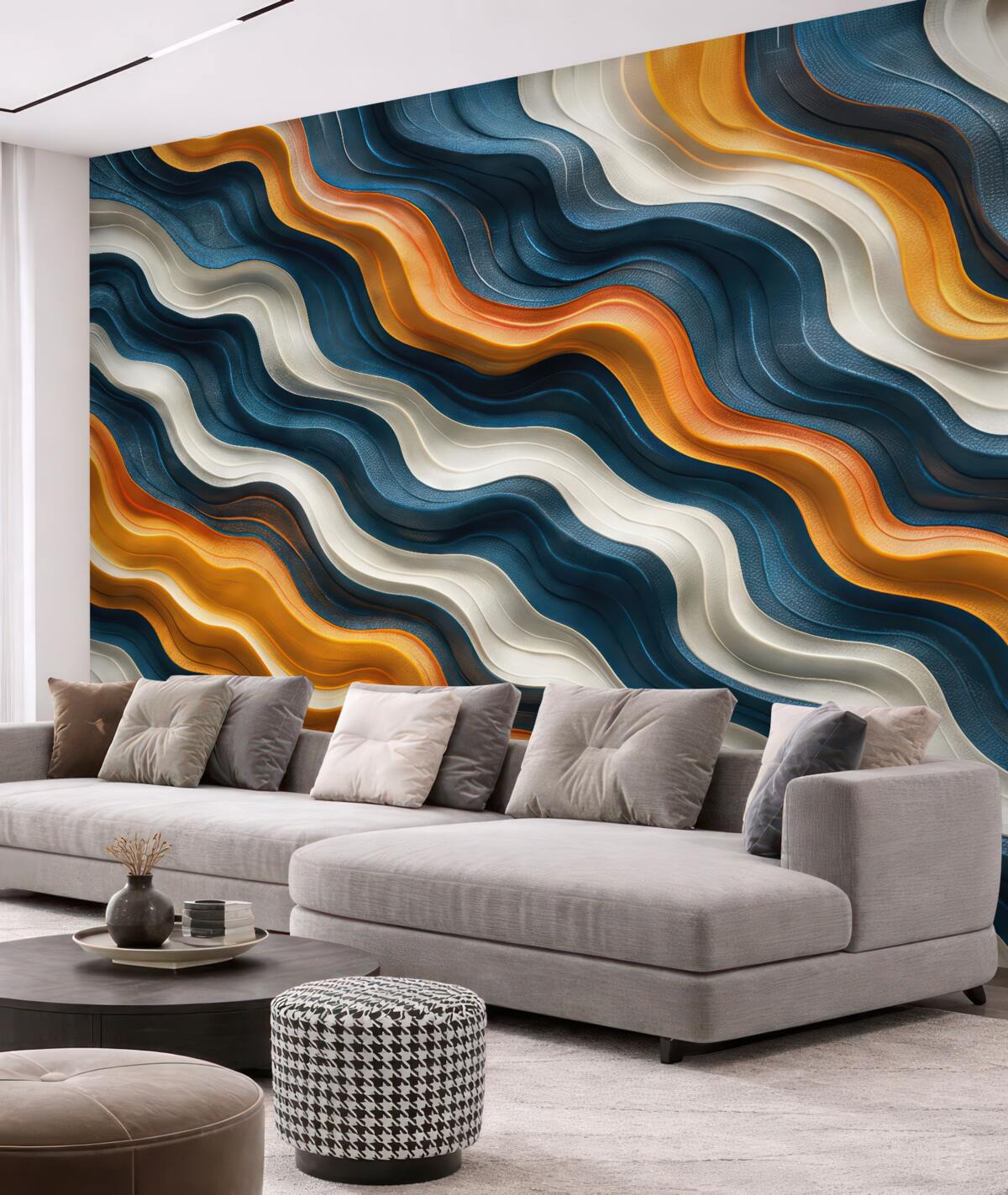 Fototapeta Niebiesko-pomarańczowe fale są ruchome.