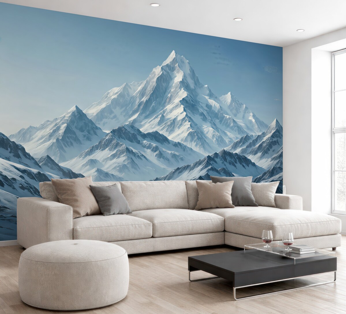 Fototapeta Niebieskie, pokryte śniegiem góry.