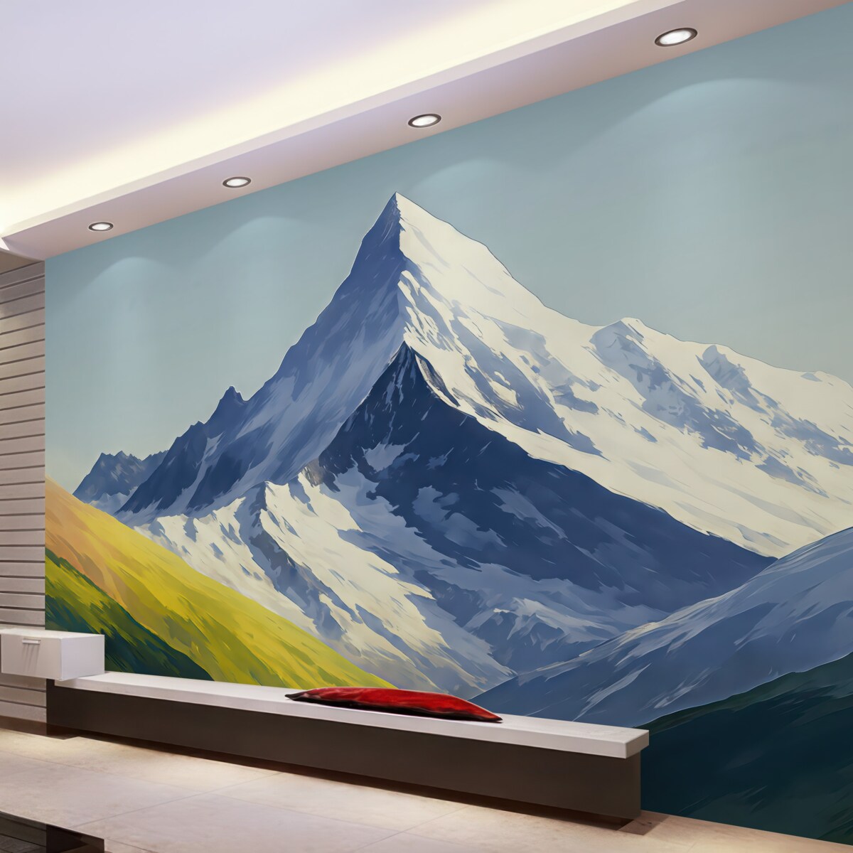 Fototapeta Górski pejzaż z śladami pędzla.